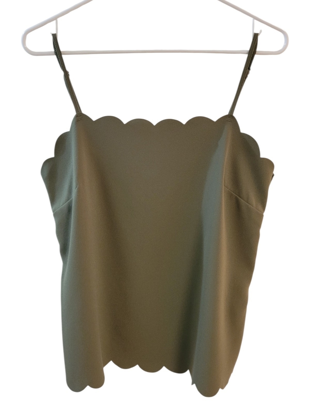 Banana Republic Olive Green Scalloped-Edge Camisole Casual Feminine Office